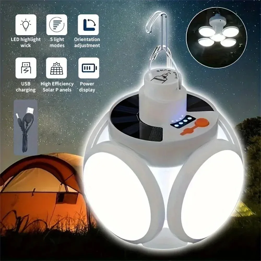 Professional Solar Outdoor Folding Light – Portable USB Rechargeable LED Bulb Search Lights Camping Torch Emergency Lamp Consistent
