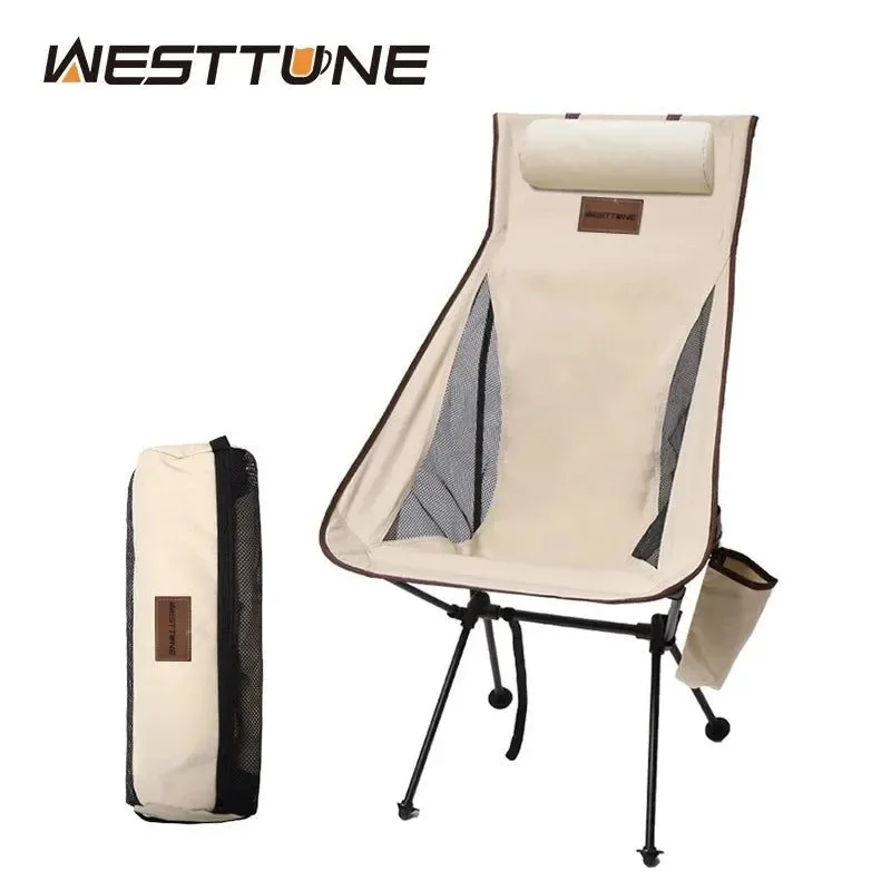 Modern Portable Folding Camping Chair with Headrest – Lightweight Aluminum Alloy 330 lb Capacity 30-Second Setup Fine