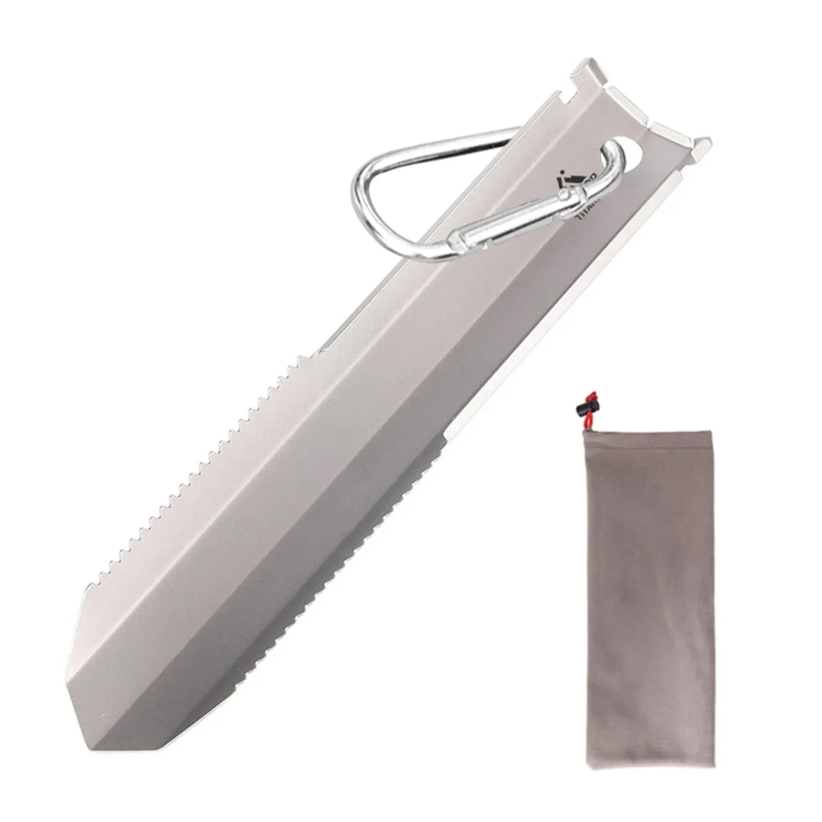 Innovative Taruor Titanium Garden Hand Serrated Shovel – Outdoor Camping Hiking and Backpacking Trowel with Clip Clean