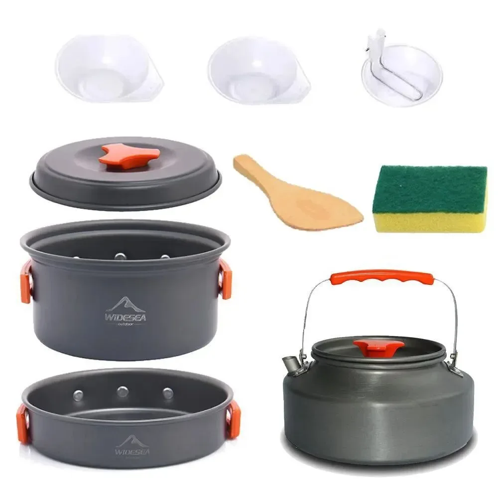 Verified Camping Tableware Outdoor Cookware Set – Pots Tourist Dishes Bowler Kitchen Equipment Gear Utensils for Hiking Picnic and Travel Fashionable