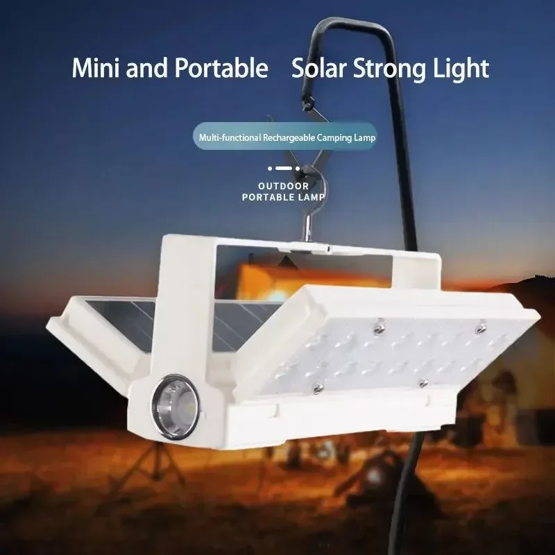 Dependable Solar Power LED Camping Lamp 90° Folding Portable Flashlight Lantern Practical