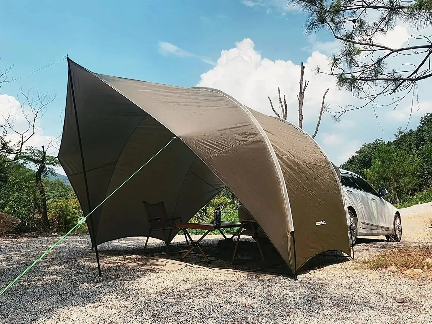 Carefully Designed Waterproof Car Awning Sun Shelter – Eggshell Shape Auto SUV Canopy Camper Trailer Sun Shade for Outdoor Camping and Beach Lightweight