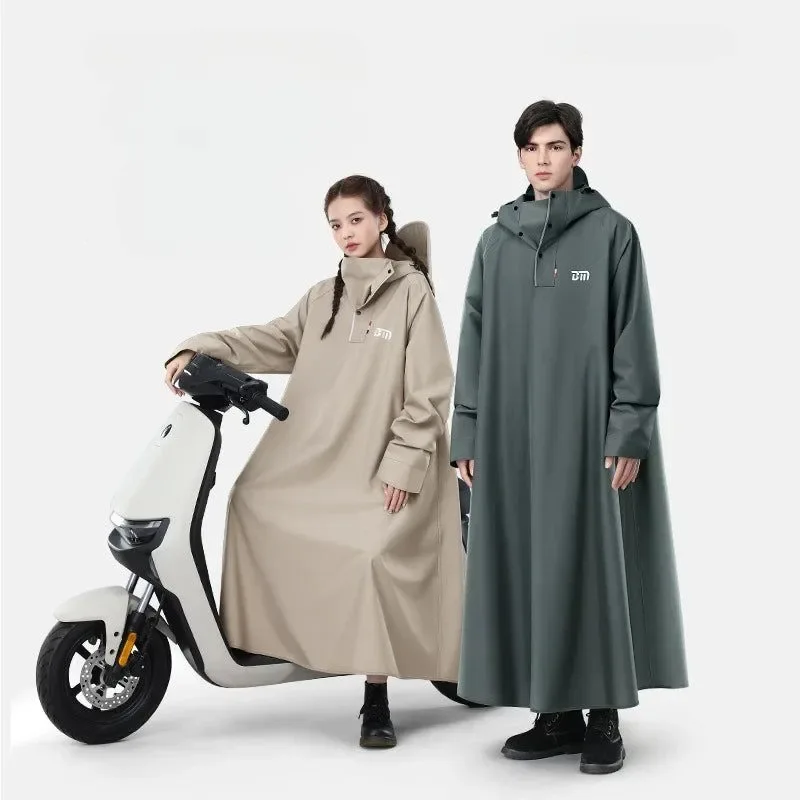 Classic Korean Fashion Long Raincoat – Thickened Oxford Waterproof Hooded Rain Poncho Safe