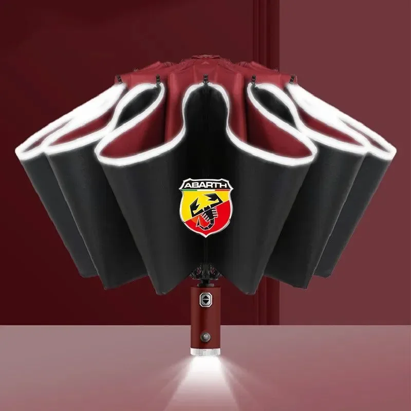 Effective Fully Automatic UV Umbrella with LED Flashlight Reflective Stripe – Large Reverse Umbrella 3 Colors Natural