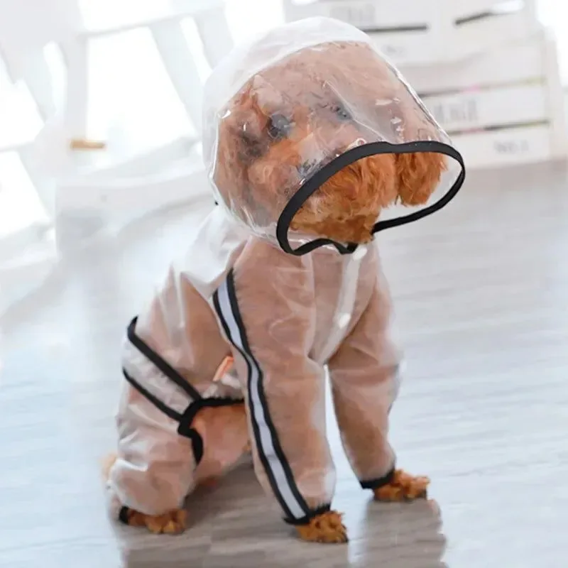 Fast Transparent Hooded Waterproof Dog Raincoat – Windproof Four-Footed Pet Jacket Natural