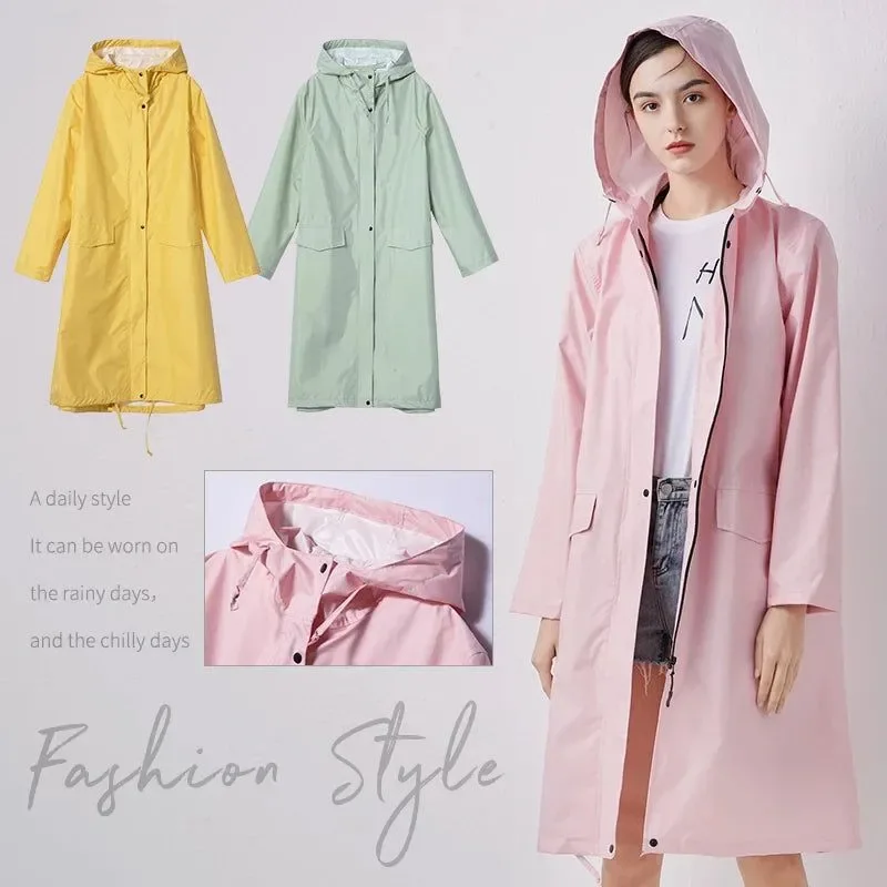 Effective Women s Long Waterproof Raincoat with Hood – Stylish Outdoor Rain Jacket in 9 Colors L–XXL Minimalist