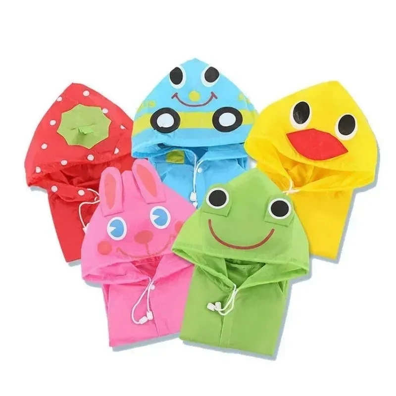 Quality Kids Cartoon Animal Raincoat – Waterproof Foldable Rain Poncho for Boys Girls Reusable