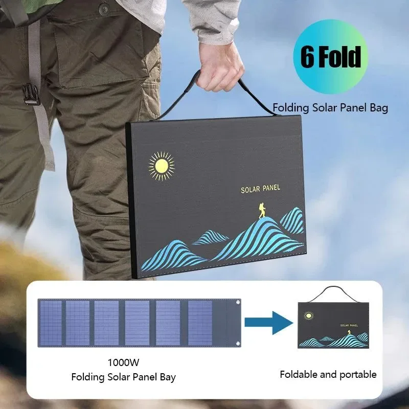 Refined 1000W Portable Folding Solar Panel with USB DC Output – Outdoor Power Supply for Camping Mobile Devices Generators Verified