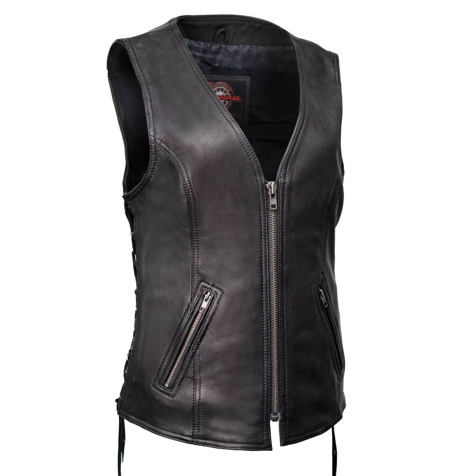 Proven MMCC Women’s Jenni Black Leather Motorcycle Vest – MMC40001 Long-Lasting