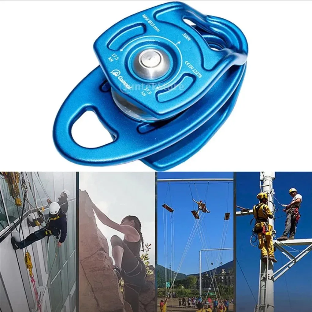 Solid 35KN Double Pulley – Professional Twin Sheave Climbing Pulley for Rigging Hauling Convenient