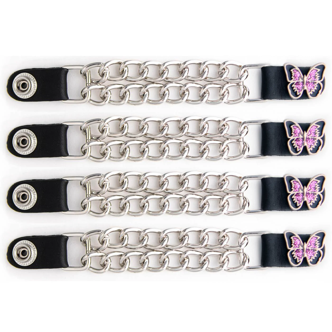 Smooth Milwaukee Leather 4-Piece Vest Extender Set – Purple Butterfly Double Chrome Chains 4-Inch-MLA6037SET Premium Material