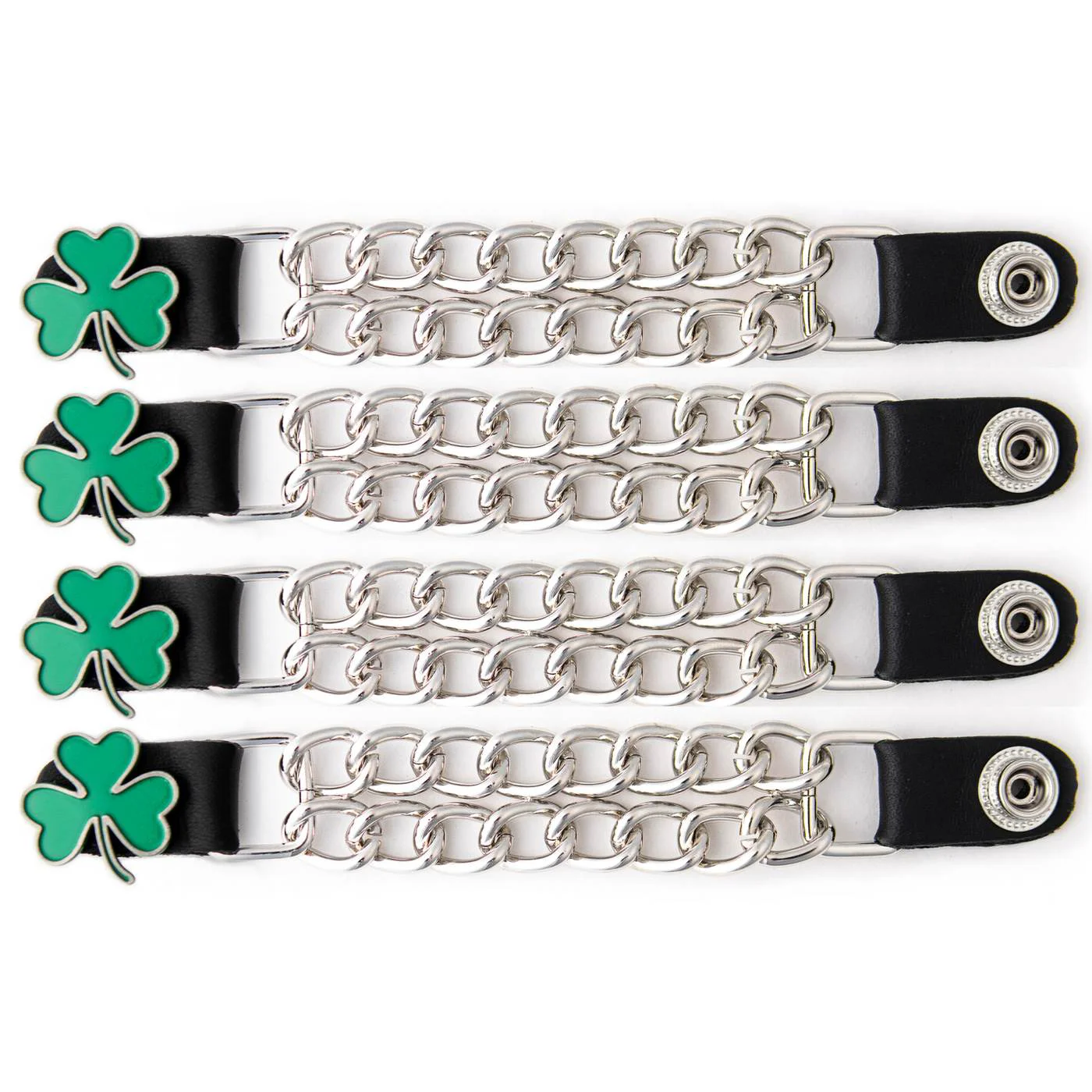 Versatile Milwaukee Leather 4-Piece Vest Extender Set – 3 Leaf Clover Double Chrome Chains 4-Inch-MLA6035SET Traditional