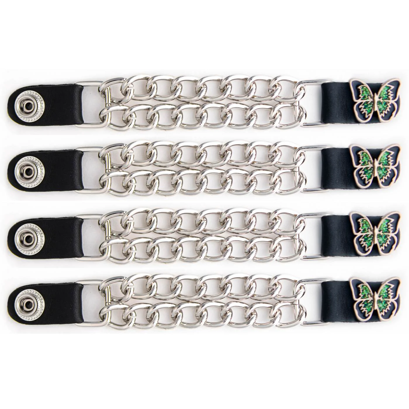 Reusable Milwaukee Leather 4-Piece Vest Extender Set – Green Butterfly Double Chrome Chains 4-Inch-MLA6040SET Long-Lasting