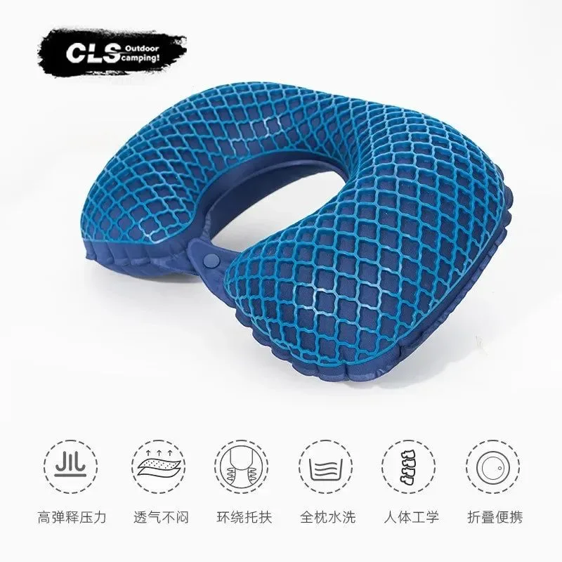 Easy-to-Use Inflatable U-Shaped Neck Pillow for Travel – Portable Ergonomic Support for Airplane Car Office Advanced
