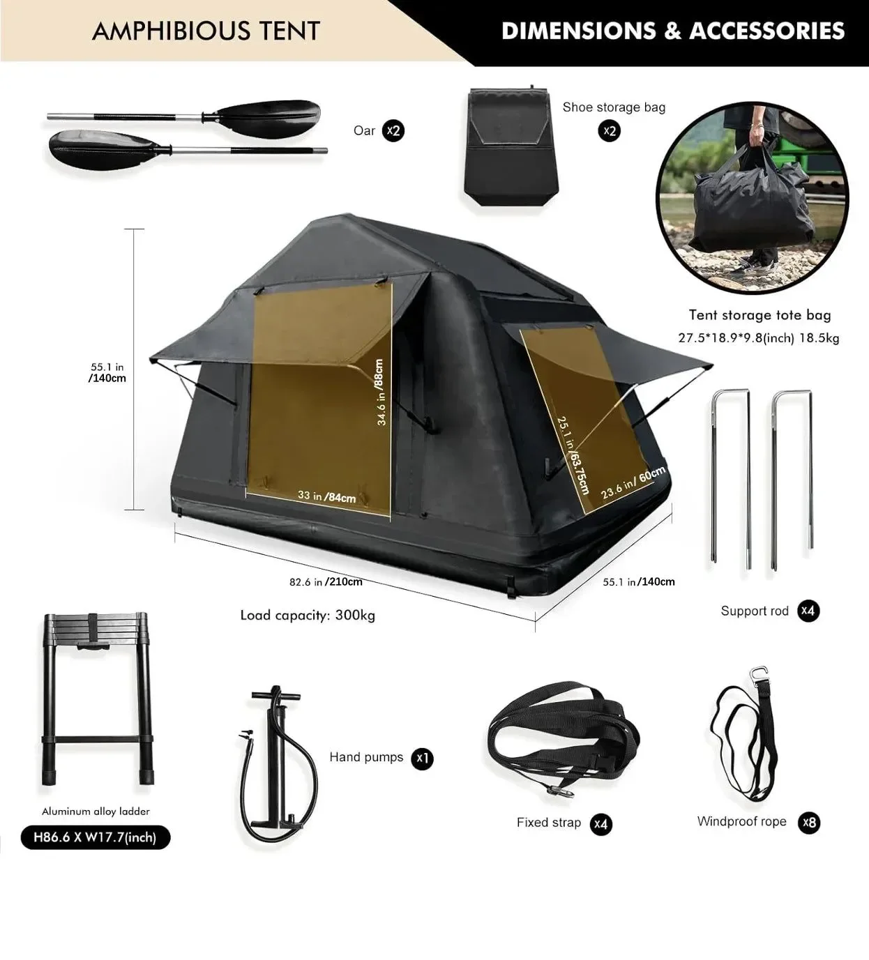 Functional Inflatable Roof Top Tent for 4×4 Off-Road Camping – Quick Setup Lightweight Waterproof Efficient