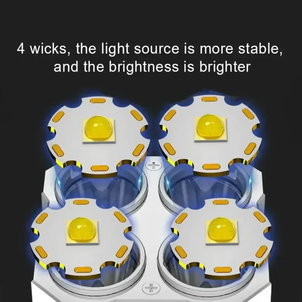 Stylish Rechargeable LED Camping Lantern – 4-Lamp 360° COB Light with USB Charging Prestigious