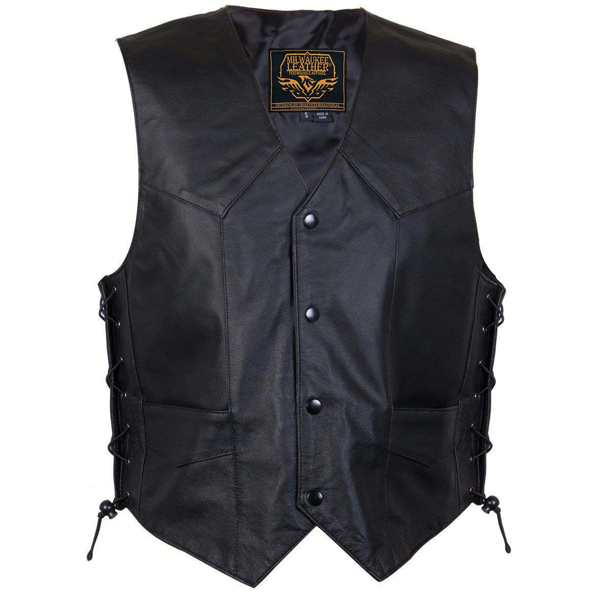 Quality Milwaukee Leather Men’s Black Classic Western Style Side Laced Motorcycle Leather Vest – LKM3779 Official