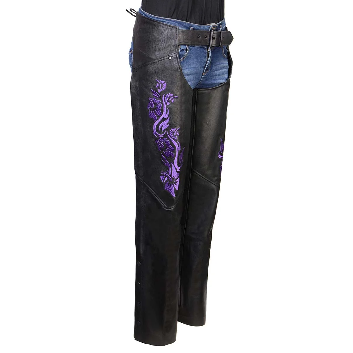 Smart Milwaukee Leather Women’s Leather Motorcycle Chaps w Embroidery Detail Adjustable Fit Riding Gear – LKL16702 Minimalist