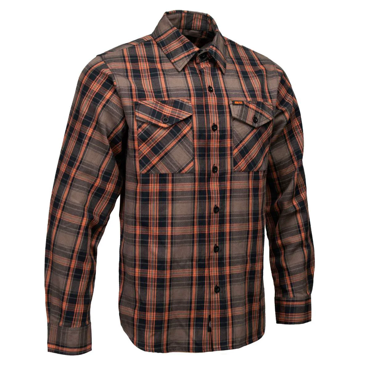 Specialty MMCC Men’s Brimstone Black Orange Tan Cotton Long Sleeve Flannel Shirt – MMC11608MMCC Brimstone Plaid Men’s Cotton Flannel Classic