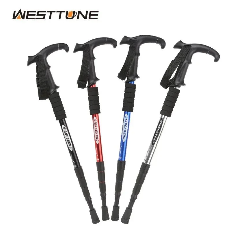 Comfortable 4-Section Telescopic Trekking Pole Lightweight Folding Walking Stick for Hiking Climbing Reusable