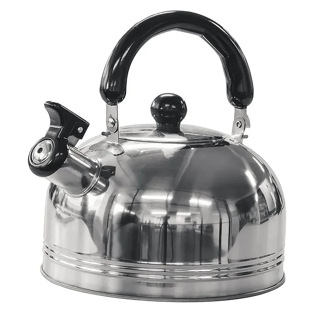 Exclusive 2L Stainless Steel Whistling Kettle with Foldable Handle for Camping and Stove Use Green