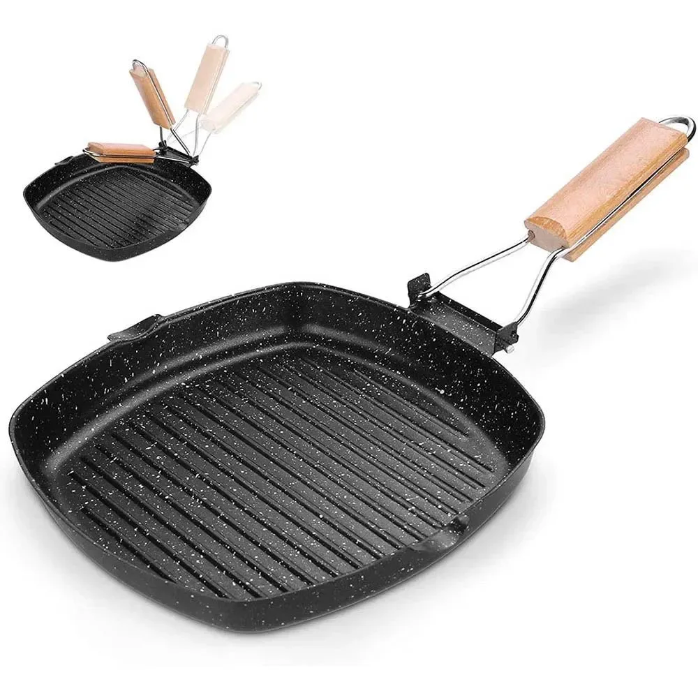 Original Design Portable Non-Stick Frying Pan with Folding Handle for Camping Hiking and Outdoor Cooking Fine Crafted