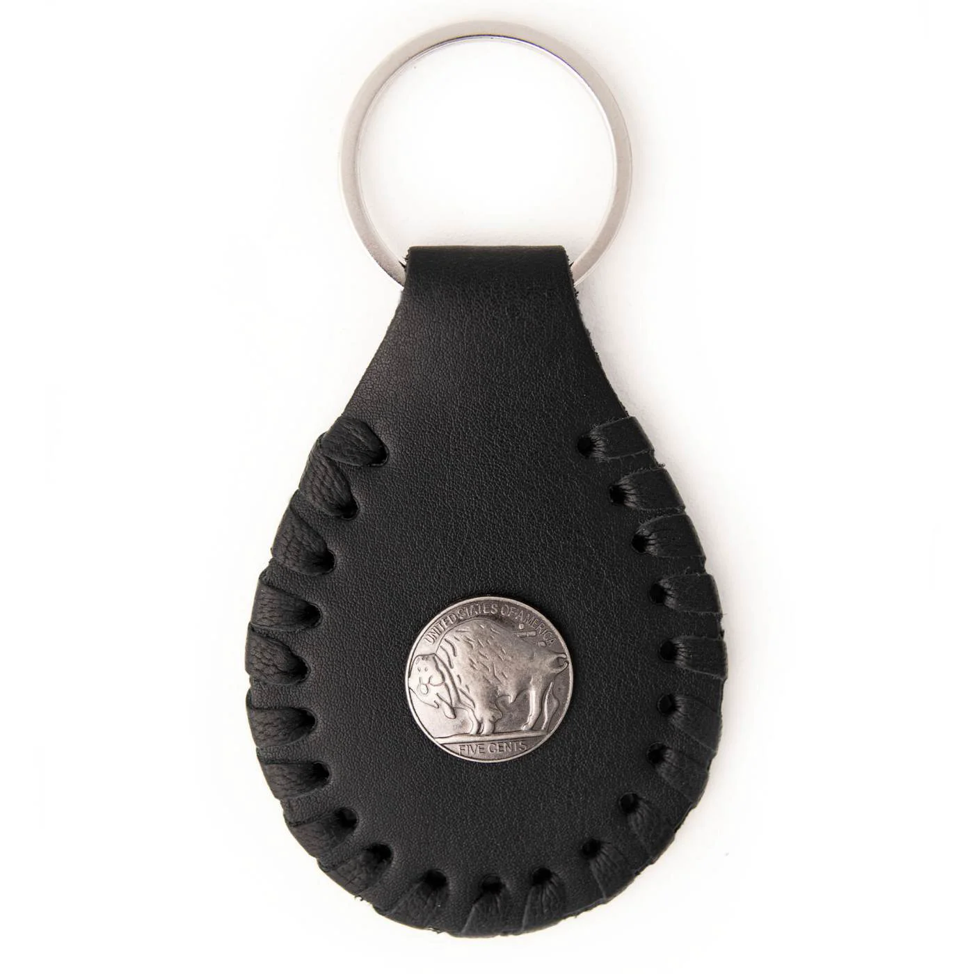 Stylish Milwaukee Leather Black Buffalo Nickel Pewter Emblem Key Chain – MLA9504 Selected