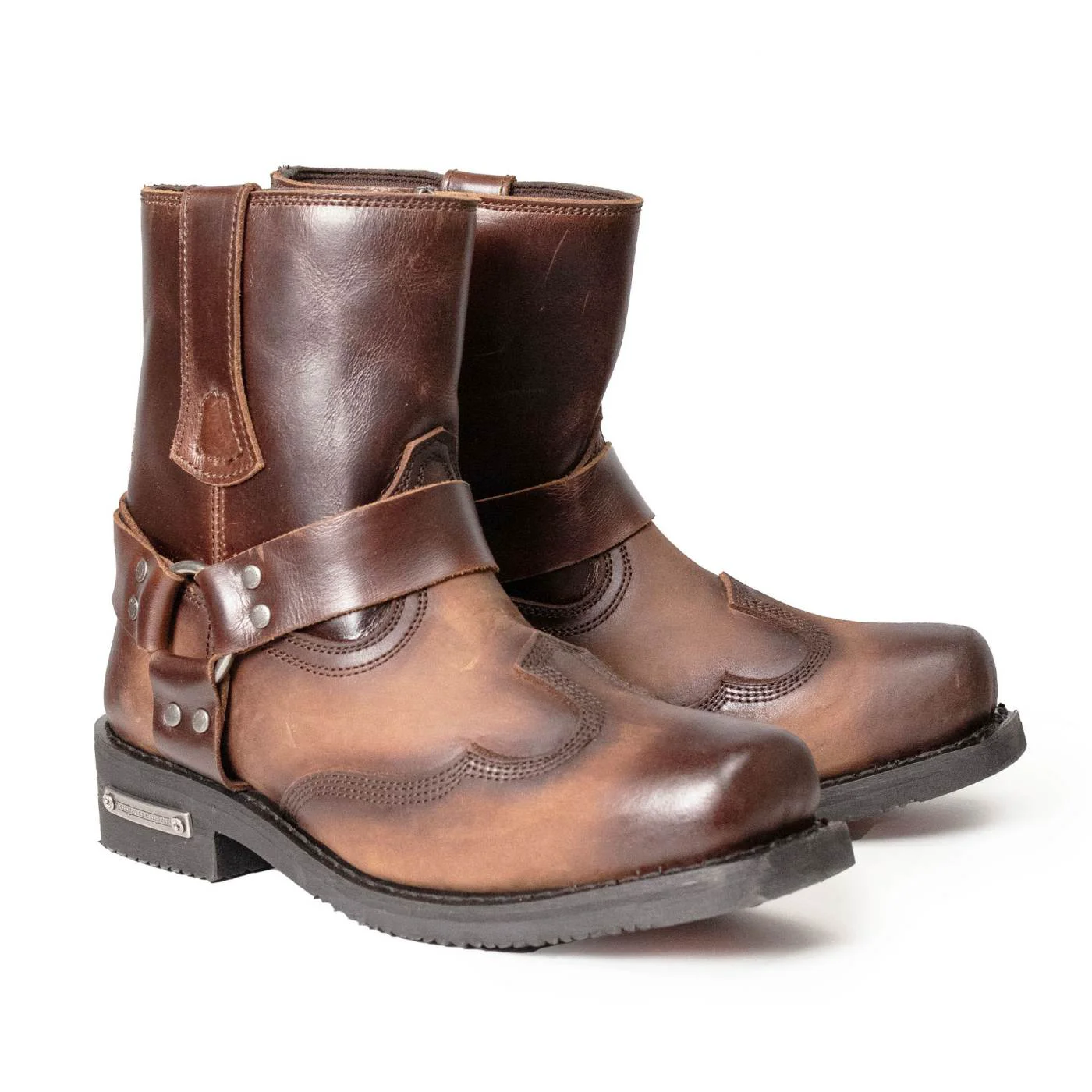 Premium Material Milwaukee Leather Men’s Copper Ridge Brown Leather Motorcycle Harness Boots – MBM9054 Natural