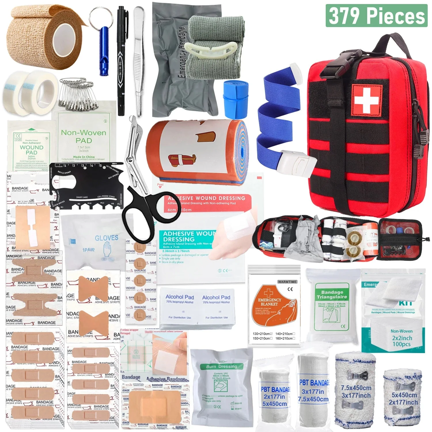 Durable 379-Piece First Aid Kit – Portable Emergency Medical Bag for Home Office Travel Outdoor Use Exclusive