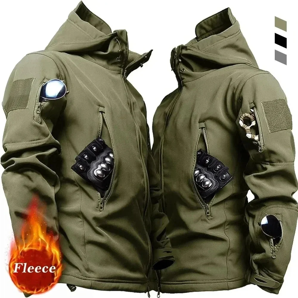 Stylish Men s Tactical Hooded Jacket – Waterproof Softshell Military Utility Bomber for Outdoor Casual Wear Fashionable