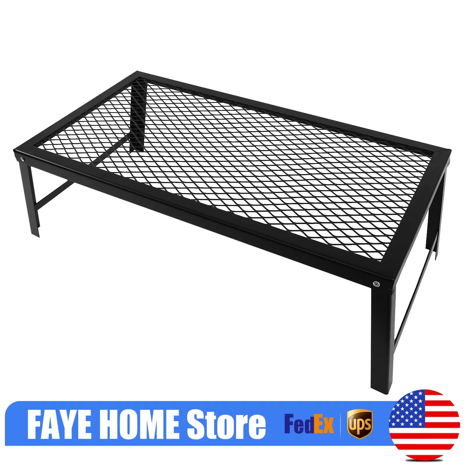 Stylish Foldable Camping Grill Fire Pit Grate – Portable Metal Campfire Cooking Stand with Wind Shield Outdoor Camp Equipment Premium Material