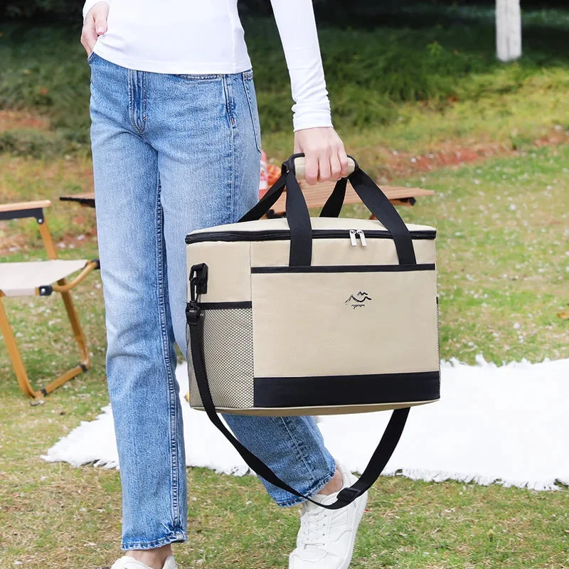 Premium 26L Insulated Oxford Cloth Cooler Bag – Thermal Food Drink Storage for Camping Beach Picnics Eco-Friendly