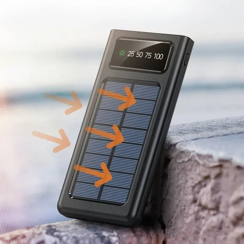 Superior Cargador solar portátil de 80 000 mAh con cable integrado dos puertos USB y luz LED. Verified