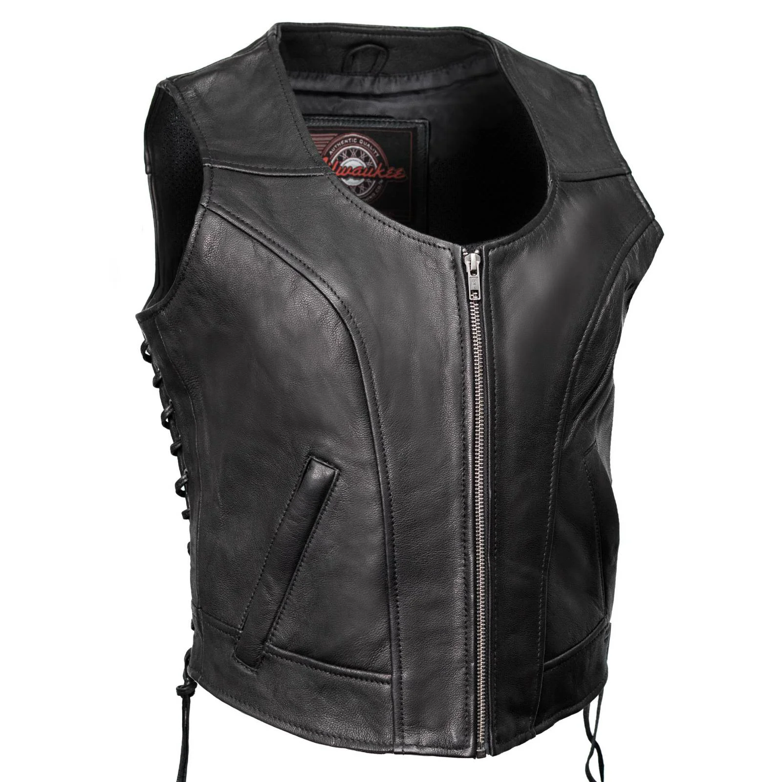 Versatile MMCC Women’s Rave Black Leather Motorcycle Vest – MMC40000 Carefully Designed