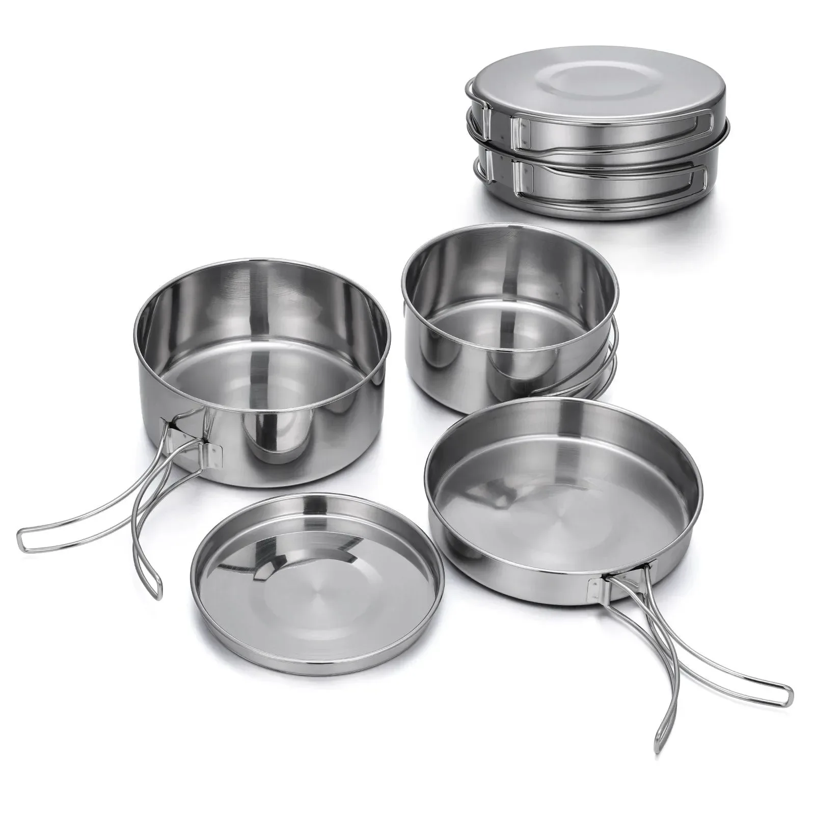Smart Juego de utensilios de cocina de acero inoxidable para acampar al aire libre juego de tazón y olla duraderos para senderismo mochilerismo y picnics Reliable