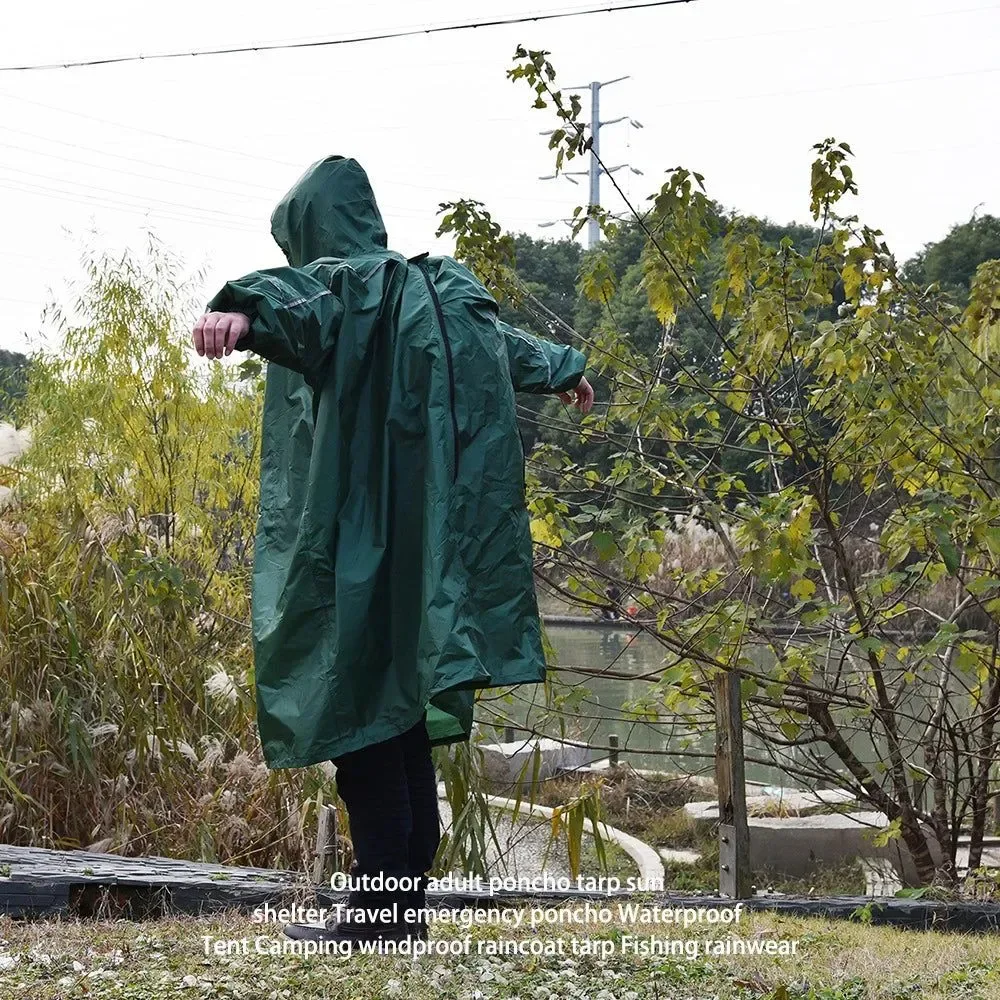 Superior Poncho impermeable ultraligero de silicona 40D para senderismo y acampada. Poncho para exteriores lona impermeable para viajes emergencias carpas camping impermeable lona resistente al viento pesca refugio solar. Dependable