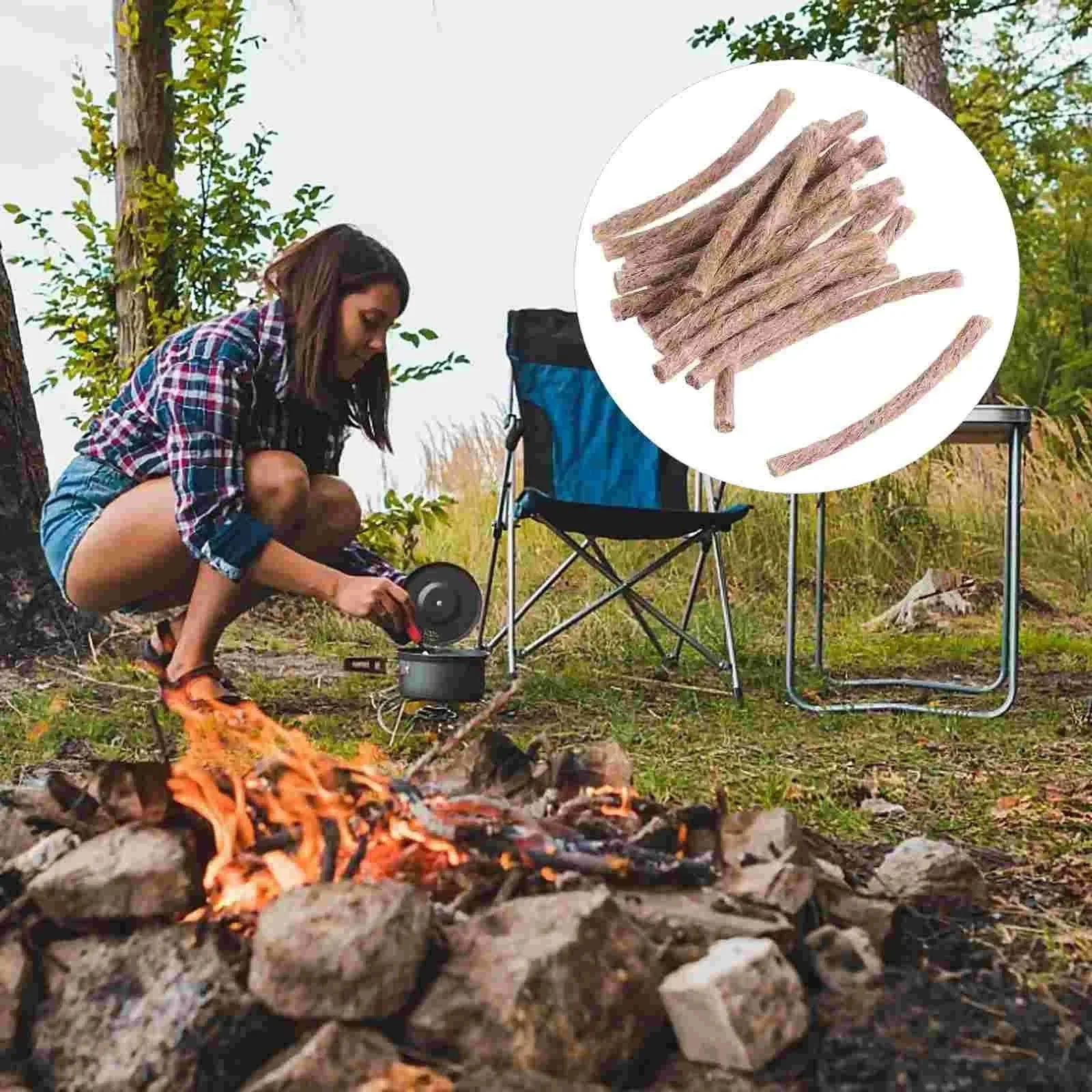 Natural Encendedor de camping de cáñamo con mecha de supervivencia iniciadores de fuego de cáñamo para aventuras al aire libre Convenient