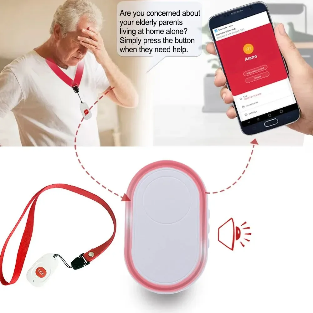 Authentic Botón de pánico WiFi para personas mayores – Alarma SOS inteligente Tuya con localizador de llamadas inalámbrico para el cuidado de personas mayores Genuine