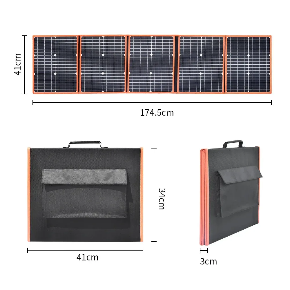 World-Class Panel solar plegable de 30 W 50 W 60 W 80 W 100 W 150 W y 200 W portátil para senderismo con cargador de batería de 12 V. Reusable