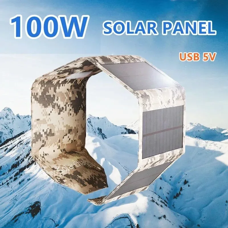 Crafted Panel solar plegable de 100 W cargador solar portátil con USB de 5 V celda solar impermeable para exteriores camping y senderismo. Sustainable
