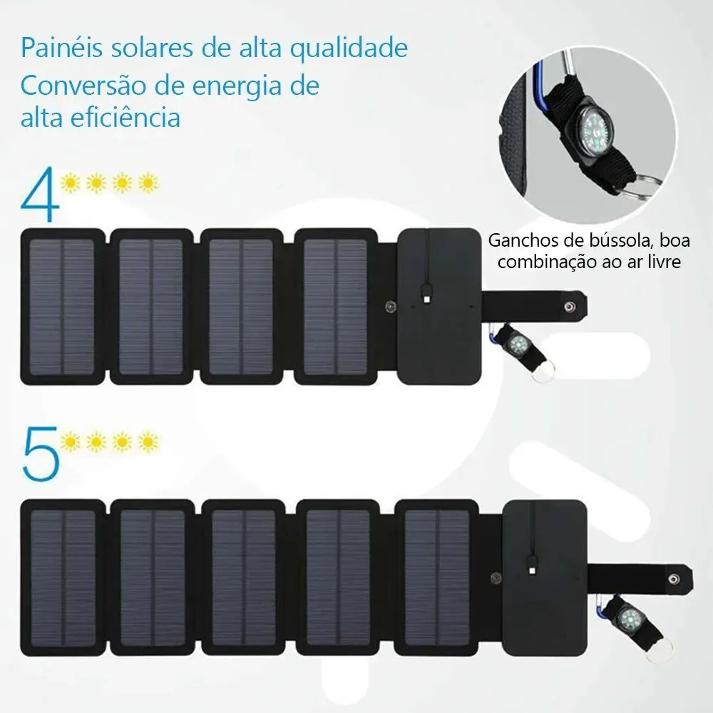 Original Design Cargador solar plegable para exteriores portátil 5 V 2 1 A salida USB i para smartphones camping senderismo y viajes. Proven