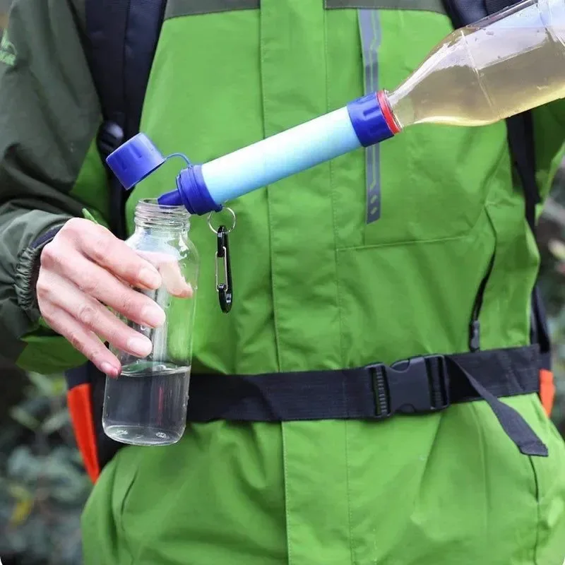 Recyclable Filtros de agua ultraligeros para acampar minicolador portátil pajita de supervivencia purificador de agua para beber directamente al aire libre suministros de purificación para senderismo. Trendy
