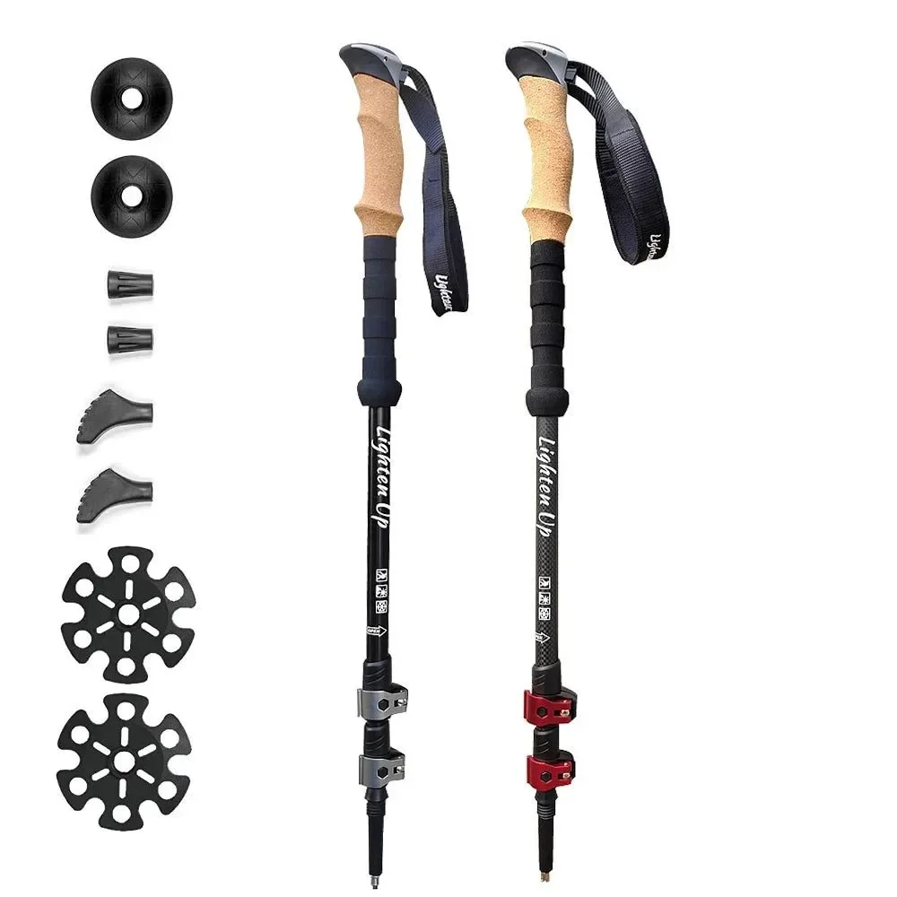Relaxed 2 bastones de trekking telescópicos ultraligeros bastones de montañismo plegables con construcción de aluminio y carbono. Secure