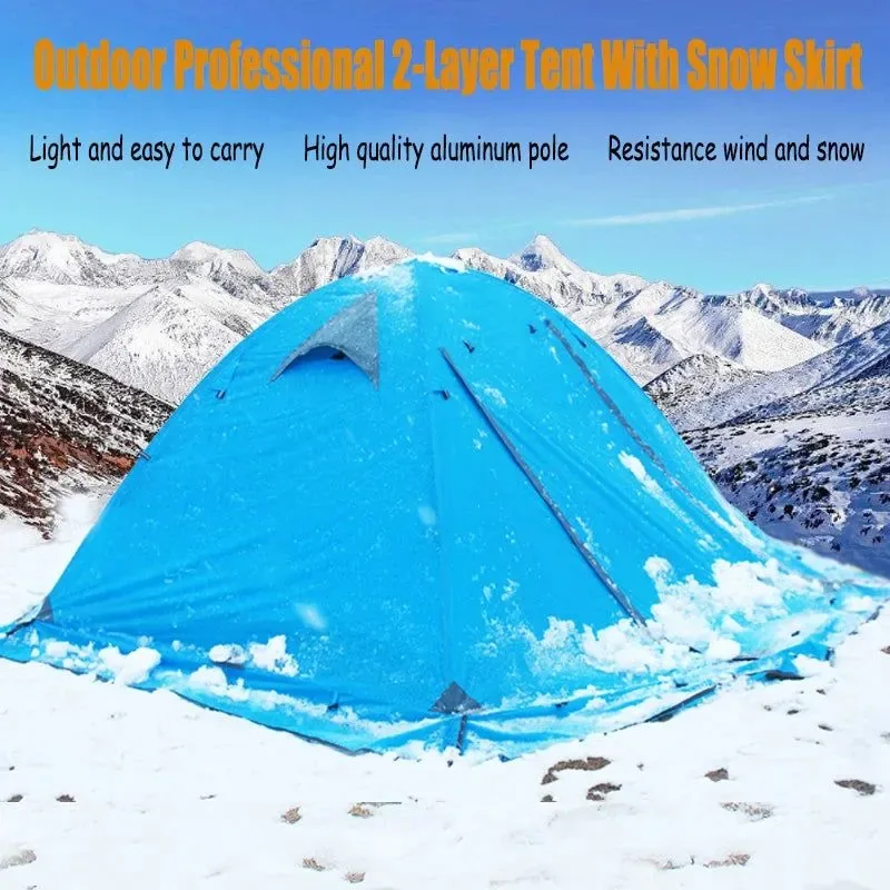 High-End Tienda de campaña ultraligera portátil para 2 a 4 personas doble capa refugio para 4 estaciones con faldón para nieve Functional