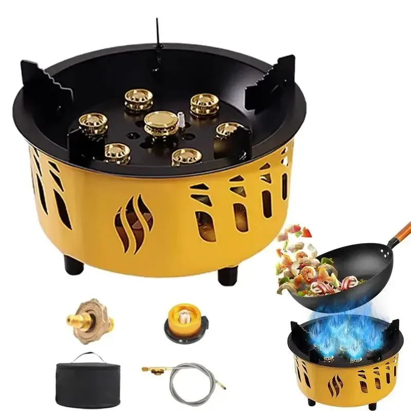 Convenient Estufa de camping portátil de 20 000 W fuego potente plegable i para senderismo picnic barbacoa y cocina. Detailed