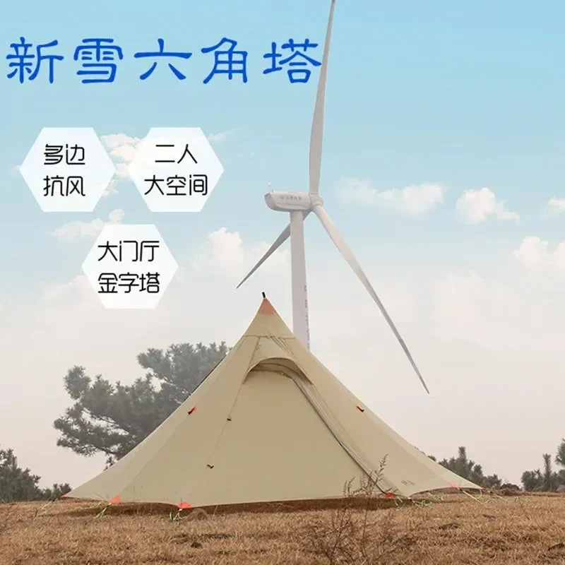Next-Generation Tienda de campaña hexagonal ASTA Gear Xinxue Pyramid doble capa amplia con revestimiento de silicona resistente al viento para 1 o 2 personas sin postes Carefully Designed