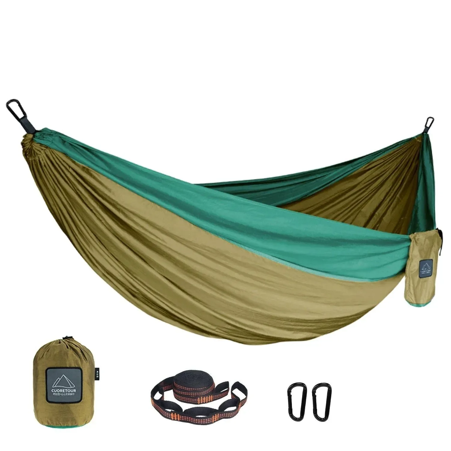Comfortable Hamaca portátil de nailon de paracaídas tamaño individual y doble para acampar hacer senderismo y usar en el jardín. Genuine