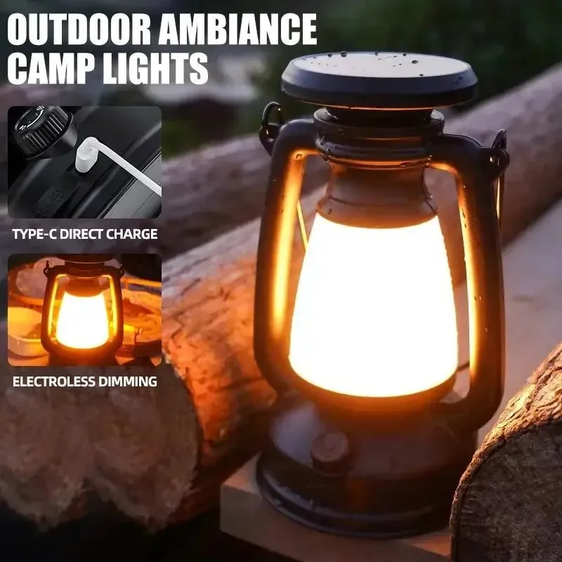 Outstanding Lámpara de escritorio LED con luz de caballo retro linterna portátil recargable para acampar al aire libre bares y decoración del hogar. Elite