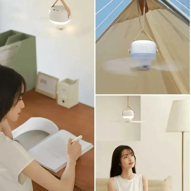 Natural Ventilador de camping para exteriores de 7200 mAh ventilador de techo inalámbrico con luz LED y control remoto Trendy