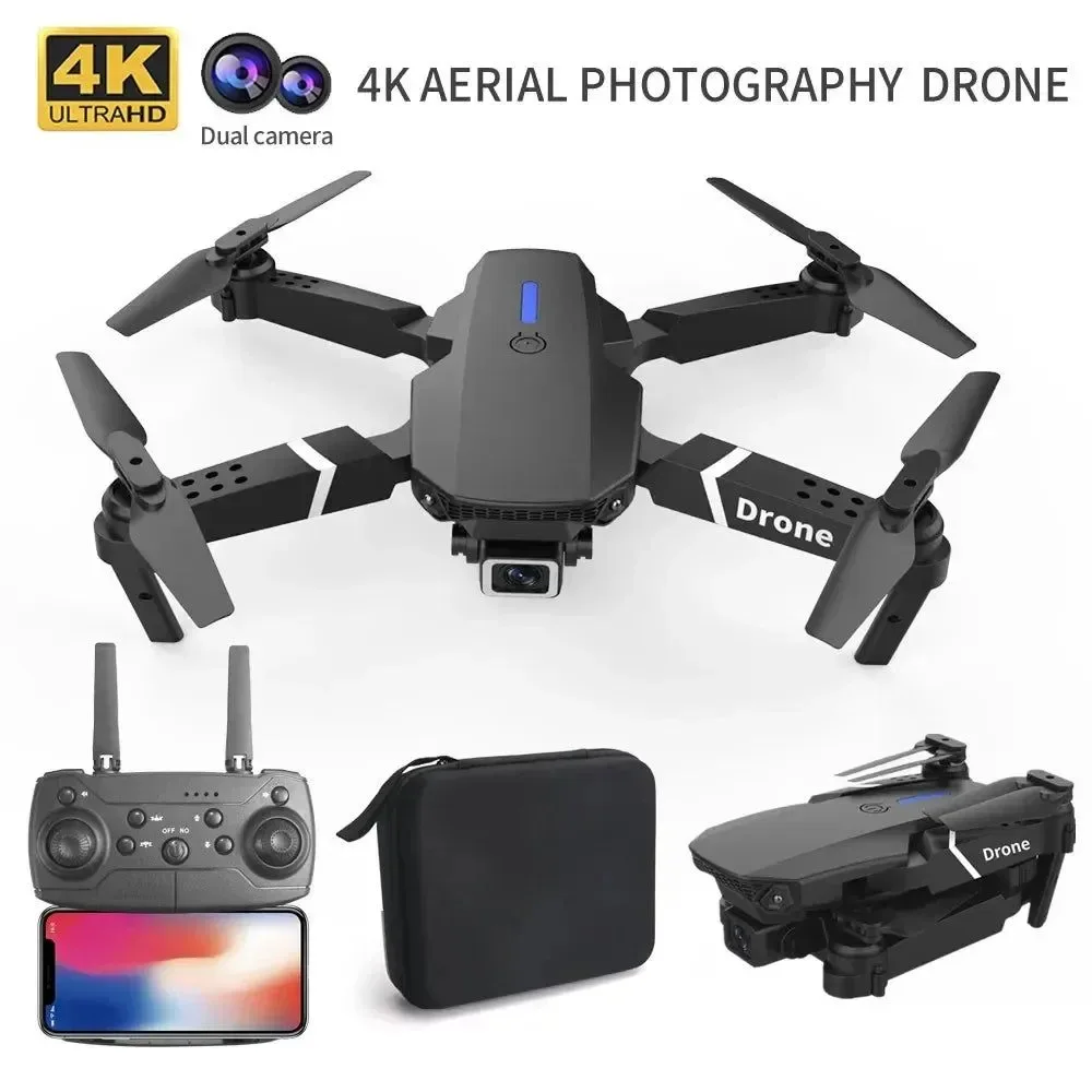 Selected Dron E88 4K con cámara dual 1080P – WiFi FPV cuadricóptero RC plegable con retención de altitud PRESUPUESTO Enhanced